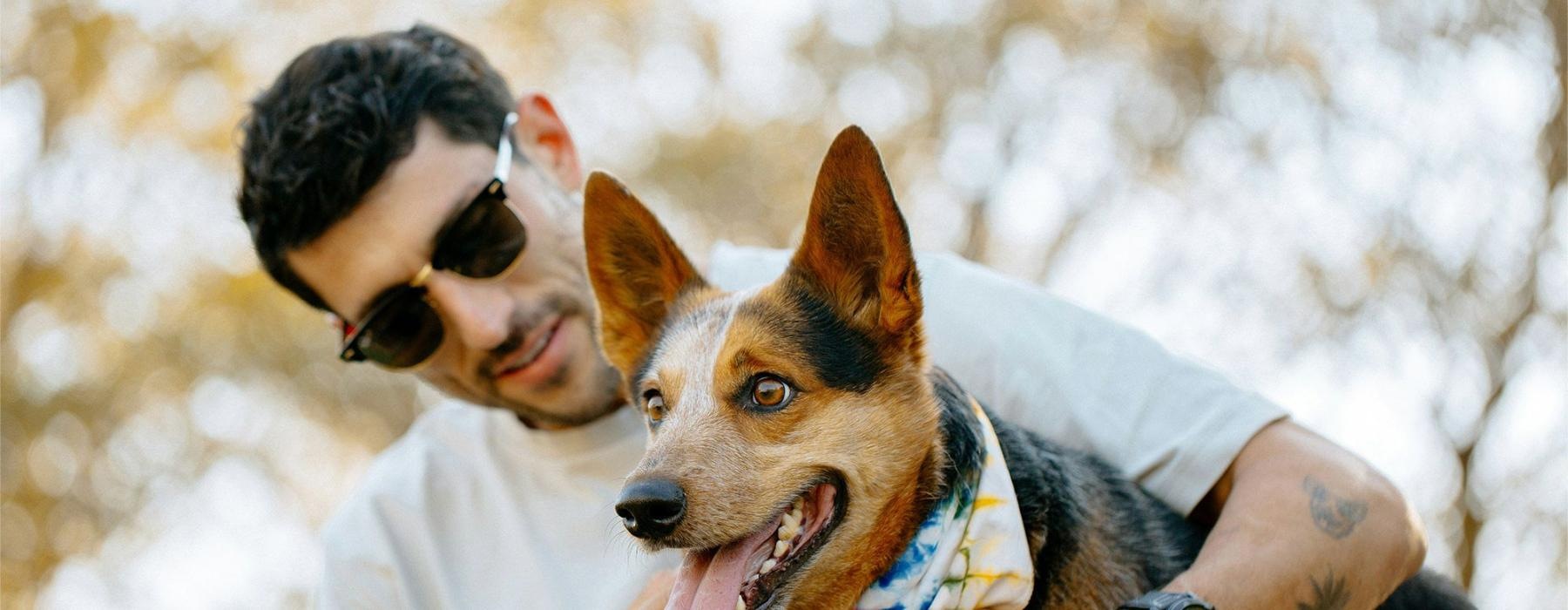 a person holding a dog
