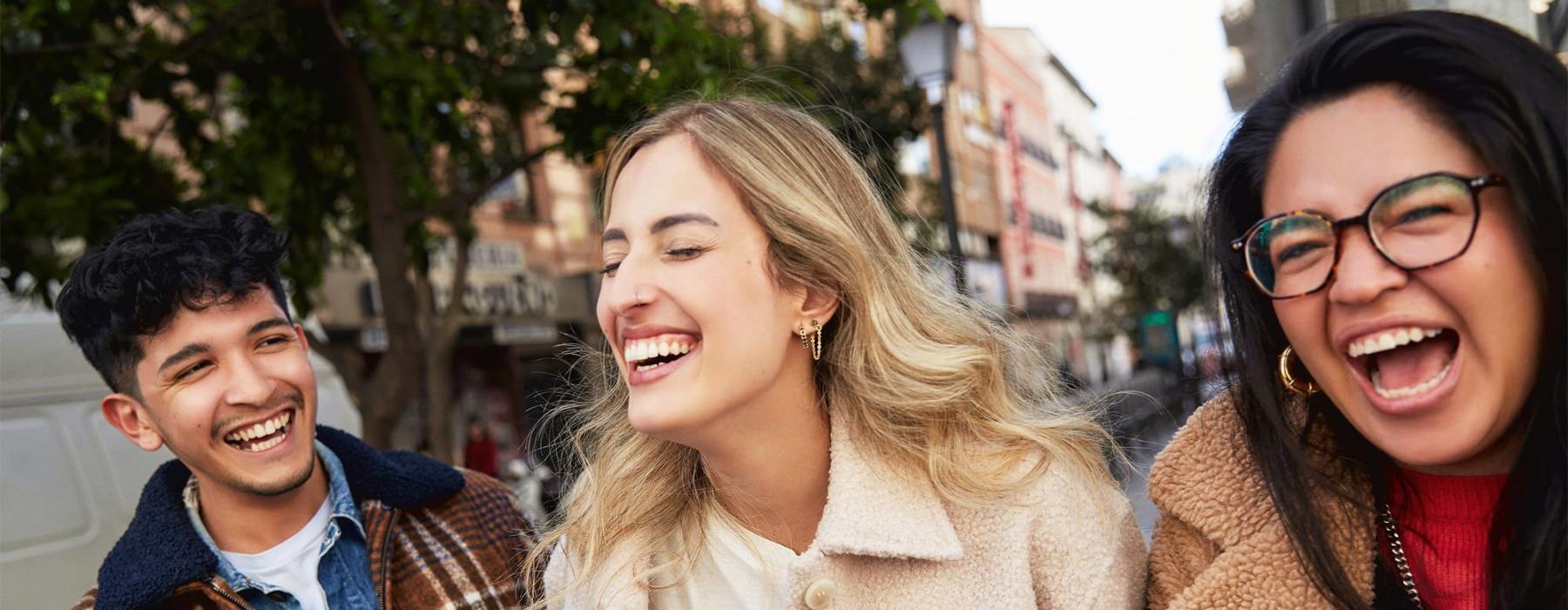 a group of people laughing