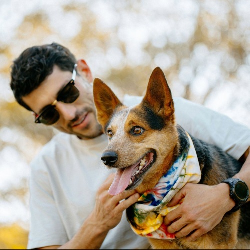 a man with his dog